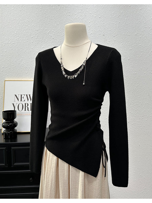Blusa Ajustada de Manga Larga con Pliegues y Abertura Lateral - Image 12