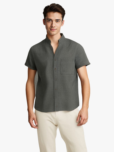 Camisa Casual de Lino y Algodón Transpirable para Hombre - Manga Corta - Image 12