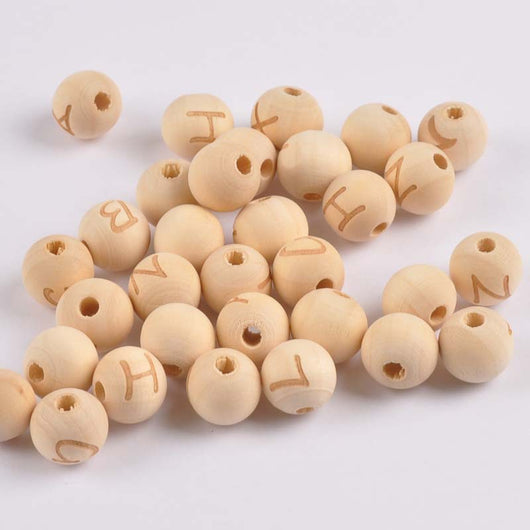 Cuentas de Madera Loto con 26 Letras del Alfabeto Inglés 14mm - Image 4