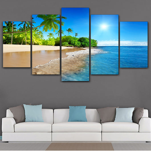 Cuadro Modular Decorativo Playa Palmeras Atardecer - Lienzo Pared Sala - Image 8