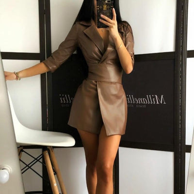 Chaqueta de Cuero para Mujer con Cinturón Integrado - Image 13