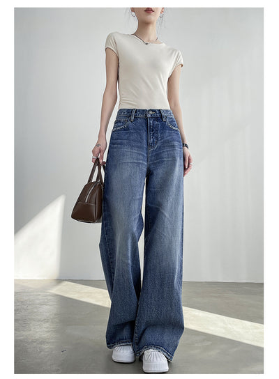 Jeans Azul Claro Cintura Alta Pierna Ancha Mujer Corte Recto - Image 8