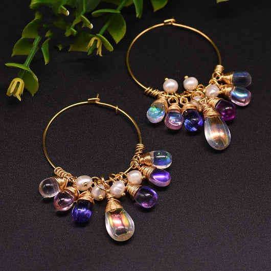 Pendientes de Cristal Checo con Perlas - Image 6