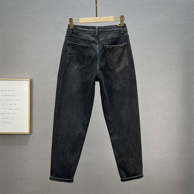 Pantalones Vaqueros Sueltos Mujer Cintura Alta Efecto Reductor con Strass - Image 18