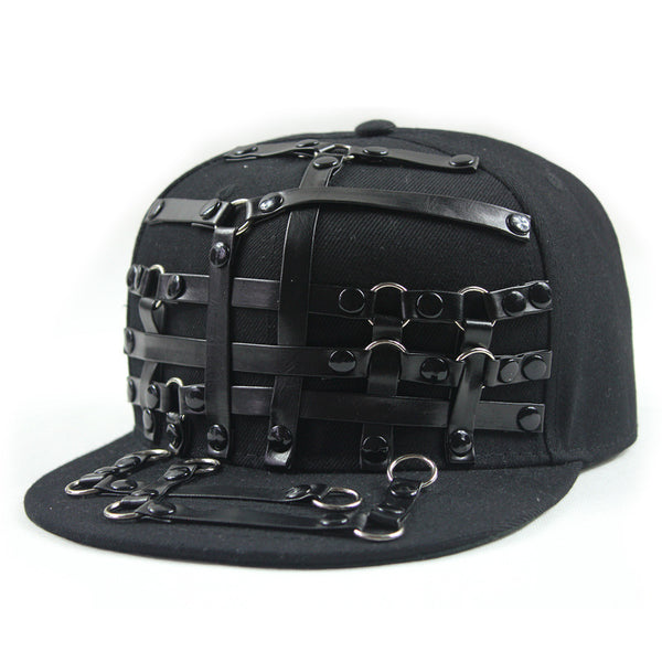 Gorra Punk Hip Hop Cuero X Cuero Visera Plana Unisex - Image 2