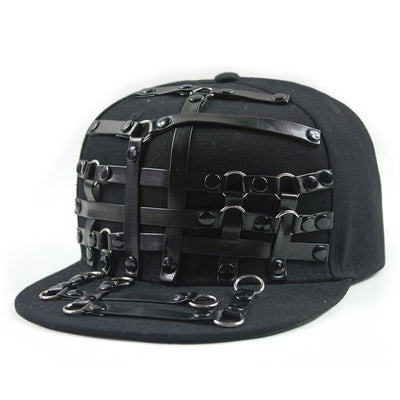 Gorra Punk Hip Hop Cuero X Cuero Visera Plana Unisex - Image 2