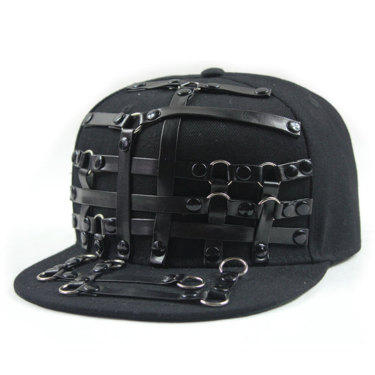 Gorra Punk Hip Hop Cuero X Cuero Visera Plana Unisex - Image 2