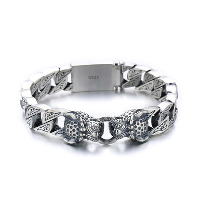 Pulsera de Plata Esterlina 925 Cabeza de Leopardo para Hombre Estilo Retro Grueso - Image 10