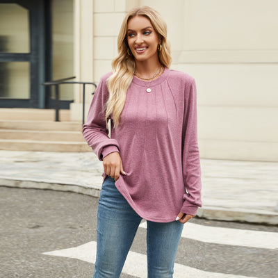 Camiseta Holgada de Cuello Redondo y Manga Larga para Mujer - Image 10