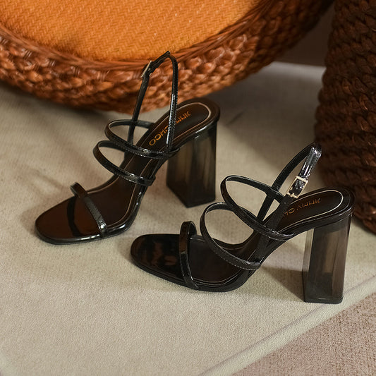 Sandalias Tacón Alto Transparentes de Moda Verano para Mujer