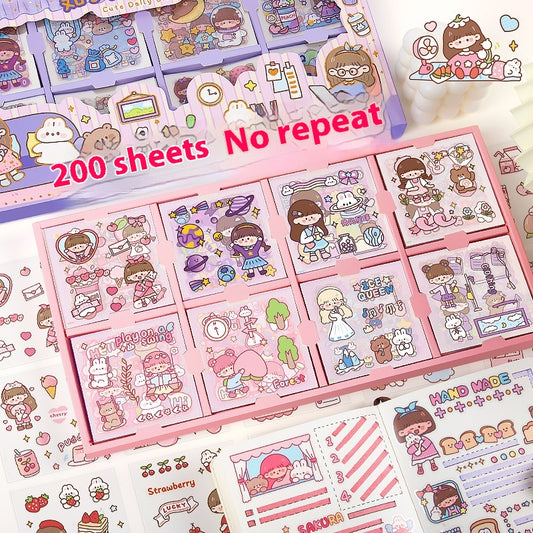 200 Stickers Impermeables para Tienda de Campaña con Diseño Cartoon