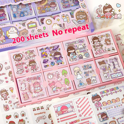 200 Stickers Impermeables para Tienda de Campaña con Diseño Cartoon