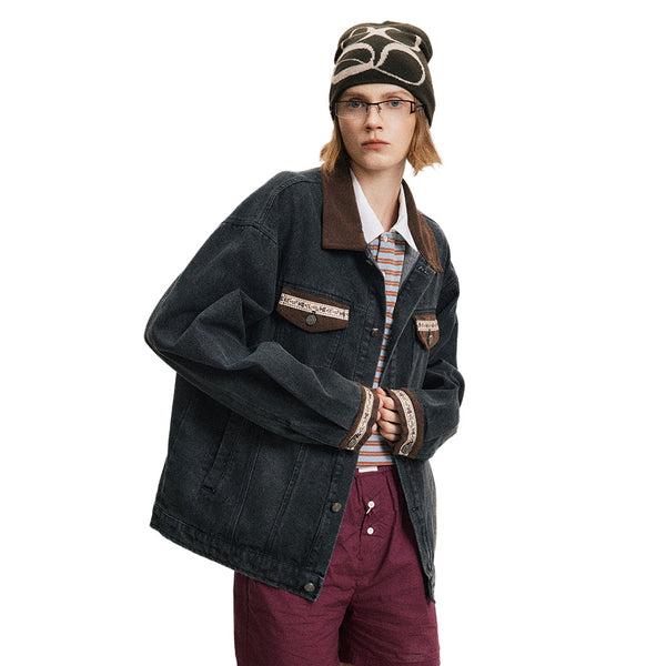 Chaqueta Denim Punk Oversized con Desgastes