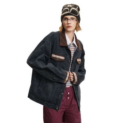 Chaqueta Denim Punk Oversized con Desgastes
