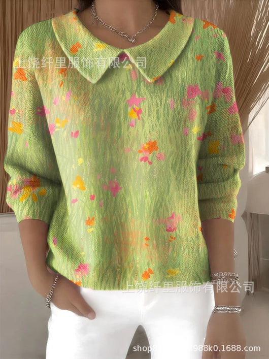 Polo Mujer Cuello V Manga Larga Color Sólido - Image 12