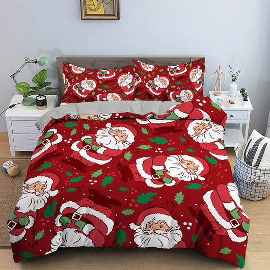 Juego de Cama Navideño Papá Noel Rojo - Diseño Digital 3 Piezas - Image 2