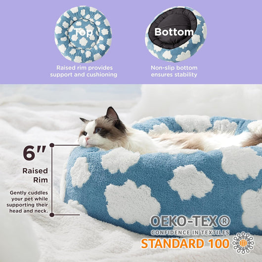 Cama Donut para Gatos y Perros Pequeños - Cama Calmante Moderna con Funda Jacquard Suave - Image 7