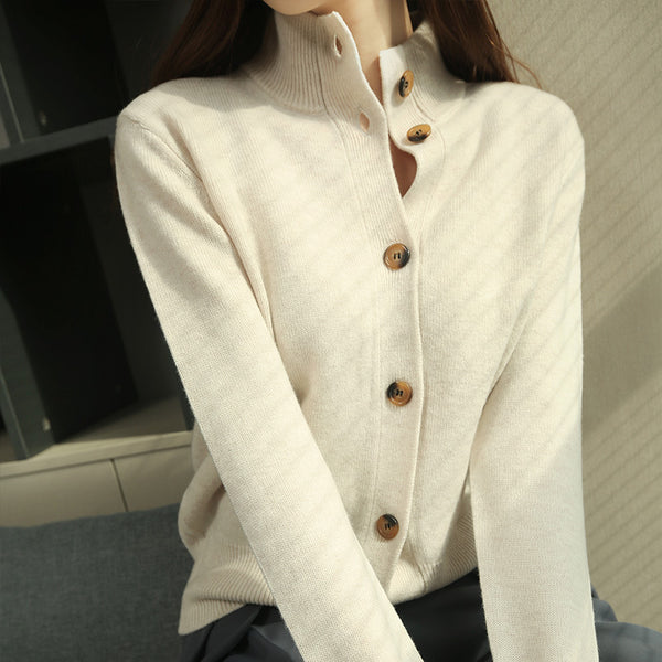 Abrigo Coreano Oversized Cuello Alto Color Sólido