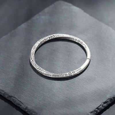 Pulsera de Plata 999 Totem Retro para Parejas - Diseño Tailandés Minimalista - Image 4
