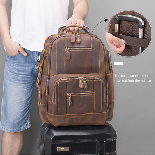 Mochila de Cuero Vintage Estilo Europeo - Resistente para Aventuras al Aire Libre - Image 10