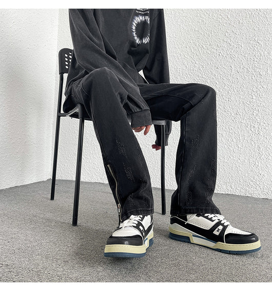 Jeans Rectos Holgados Estilo Hong Kong con Diseño de Cierre - Image 19