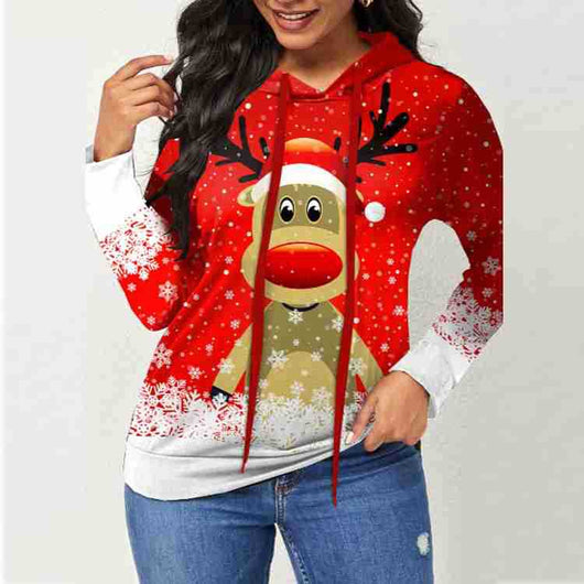 Sudadera Estampado Alce con Capucha y Manga Larga - Image 3