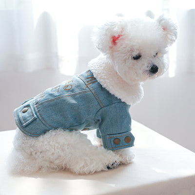 Abrigo de Mezclilla Gruesa para Mascotas con Letras Estampadas - Image 5