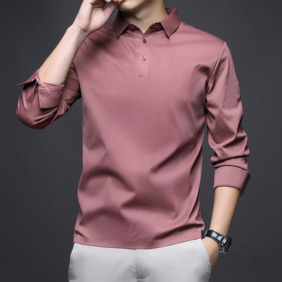 Camisa Manga Larga Cuello Solapa Sin Costuras Jinammonia para Hombre