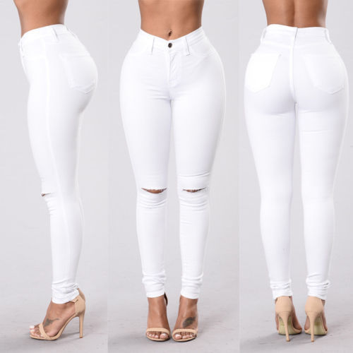 Jeans Lápiz para Mujer con Detalles Rotos en Cadera