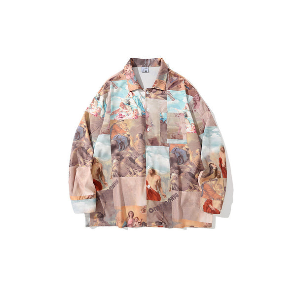 Camisa Retro Tie-dye Manga Larga para Hombre Tide Brand - Diseño Artístico - Image 3