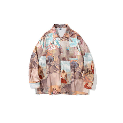 Camisa Retro Tie-dye Manga Larga para Hombre Tide Brand - Diseño Artístico - Image 3