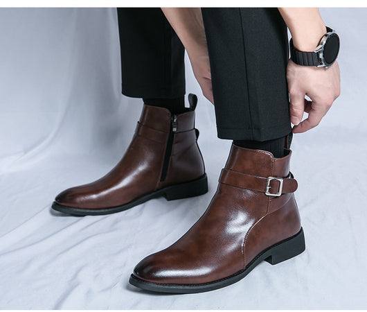 Botas Martin de Cuero Estilo Británico con Cierre Lateral para Hombre - Image 14
