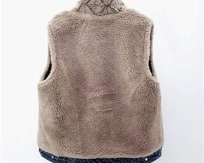 Chaleco Acolchado de Lana de Cordero y Algodón Denim para Mujer - Image 10