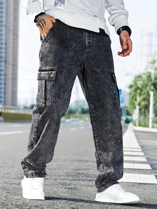 Jeans de Trabajo Holgados con Múltiples Bolsillos - Estilo Urbano Moderno - Image 6
