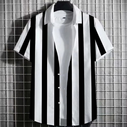 Playera Hombre Rayas Estampado 3D Manga Corta - Image 2