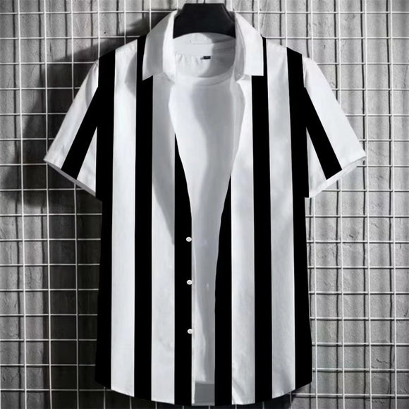 Playera Hombre Rayas Estampado 3D Manga Corta