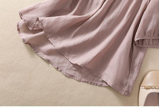 Blusa Suelta de Algodón y Lino con Cuello V - Image 22