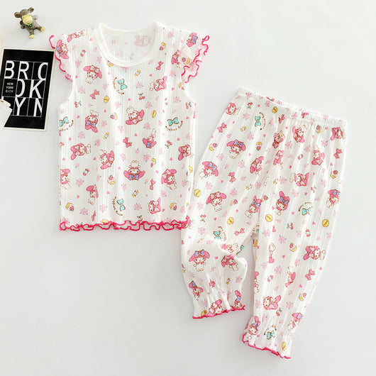 Conjunto Infantil de Pantalones Cortos y Blusa - Niña Color Liso - Image 9