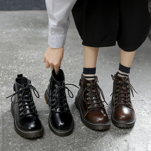 Botas Cortas Retro Planas para Mujer - Estilo Clásico