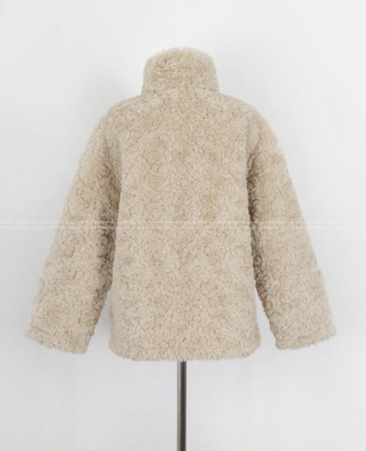 Abrigo de Borrego Doble Botonadura con Cuello Alto para Mujer - Image 15