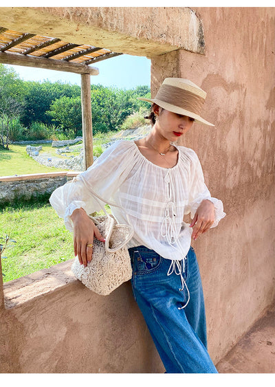 Blusa Francesa Blanca de Manga Larga para Mujer - Image 18