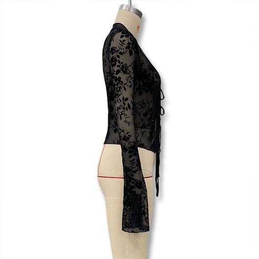 Blusa de Gasa Elegante Semitransparente Ajustada para Mujer - Image 15