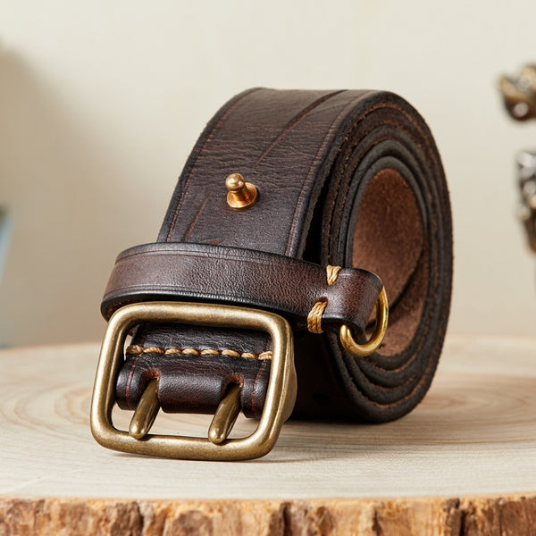Cinturón de Cuero Genuino Estilo Retro para Hombre - Diseño Versátil y Duradero