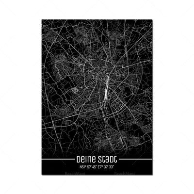 Cuadro Decorativo Mapa Líneas Negras - Lienzo Moderno para Pared - Image 24