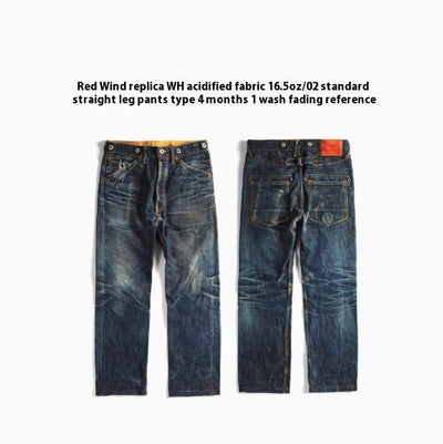 Jeans Selvedge Denim Crudo Cintura Alta Recta para Hombre - Image 2
