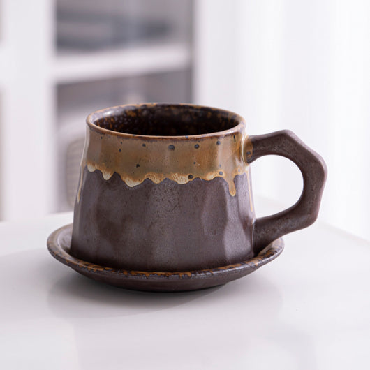 Juego de Taza y Plato de Cerámica Artesanal Estilo Japonés Retro - Image 18