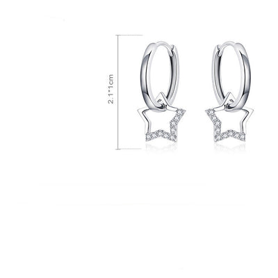 Aretes de Clip Estrella de Cinco Puntas Plata 925 Hipoalergénicos Chapados en Oro Blanco - Image 8