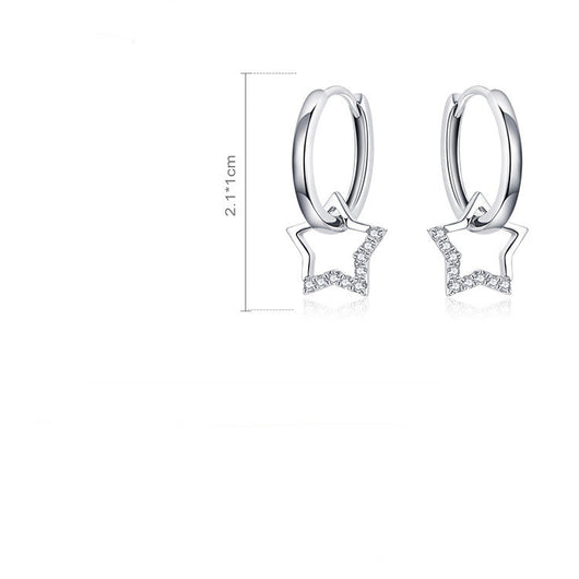 Aretes de Clip Estrella de Cinco Puntas Plata 925 Hipoalergénicos Chapados en Oro Blanco - Image 8