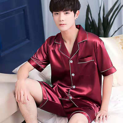 Conjunto de Cardigan y Shorts en Seda Sintética para Hombre - Image 7