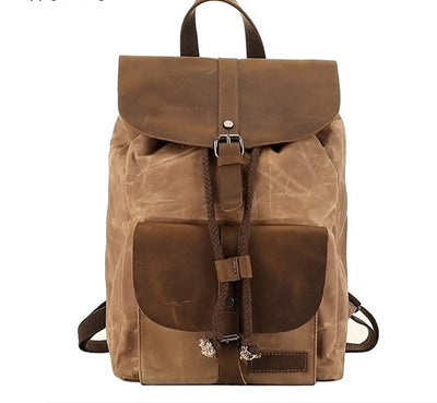 Mochila de Viaje Impermeable Cuero Crazy Horse y Lona para Hombre - Image 10